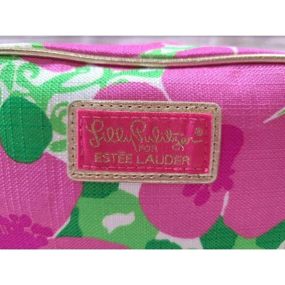 Lilly Pulitzer for Estee Lauder Women's Travel Make-up Bag Pouch Pink Floral - Picture 3 of 8